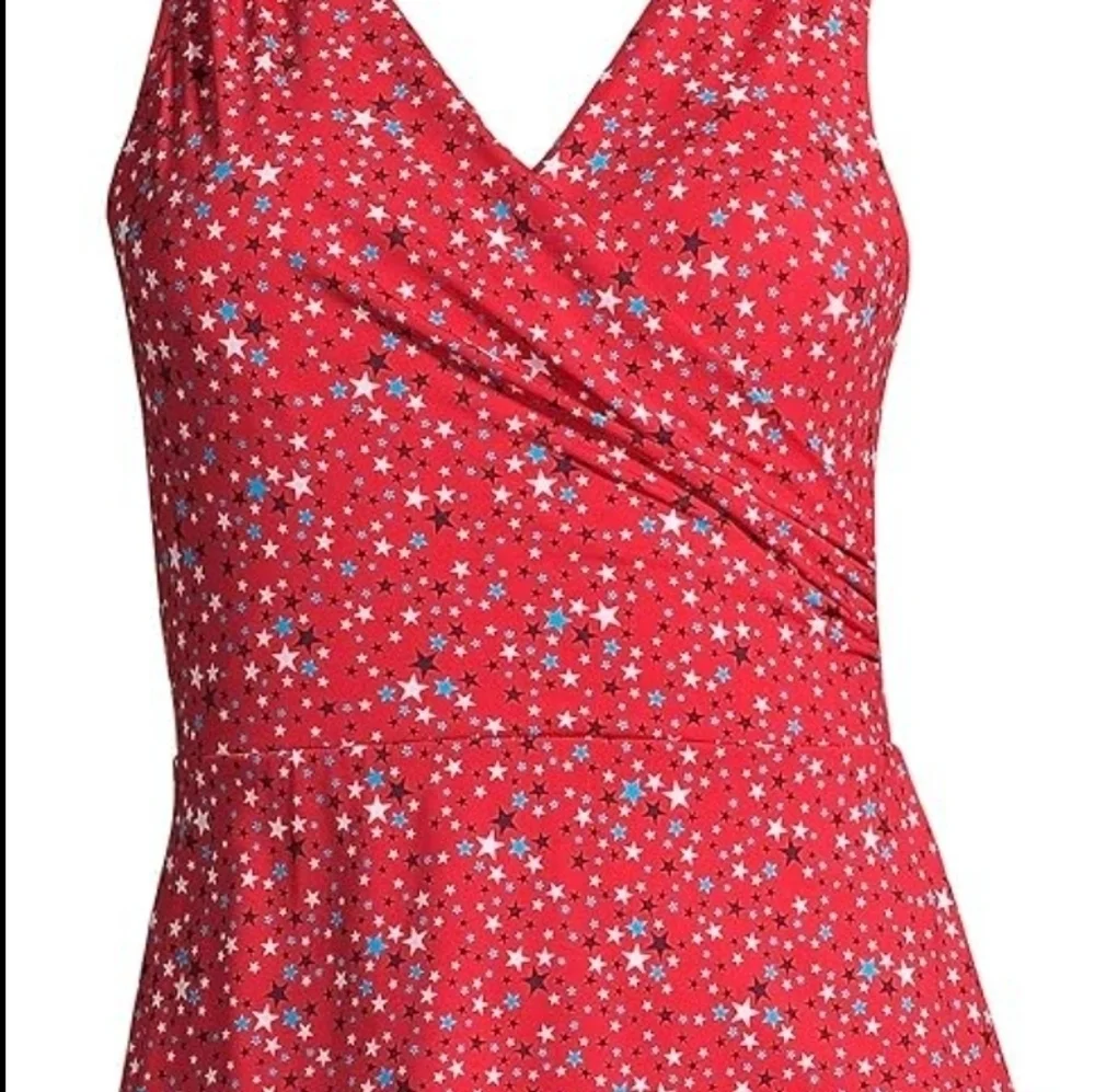 Land's End Patriotic print chlorine resistant surplice swimwear dress 26W